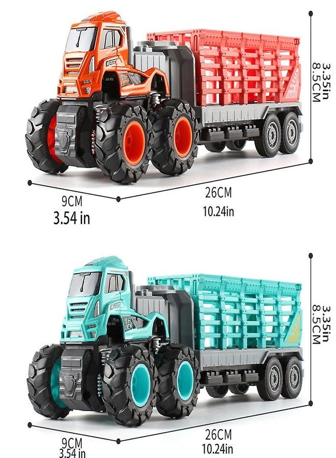 SHIPEASE شاحنة نقل حيوانات من SHIPEASE مصنوعة من سبيكة معدنية مصبوبة بمقياس 1:43، لعبة للأطفال من الأولاد والبنات، تعمل بالاحتكاك، سيارة نقل حاويات، لعبة سحب للخلف، هدية عيد ميلاد (عبوة من قطعة واحدة، متعددة الألوان) - Image 4